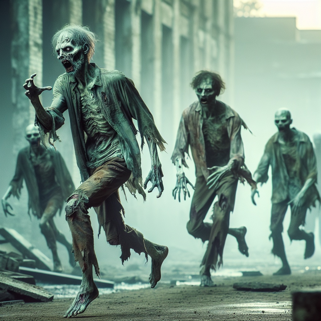 Zombies, running.