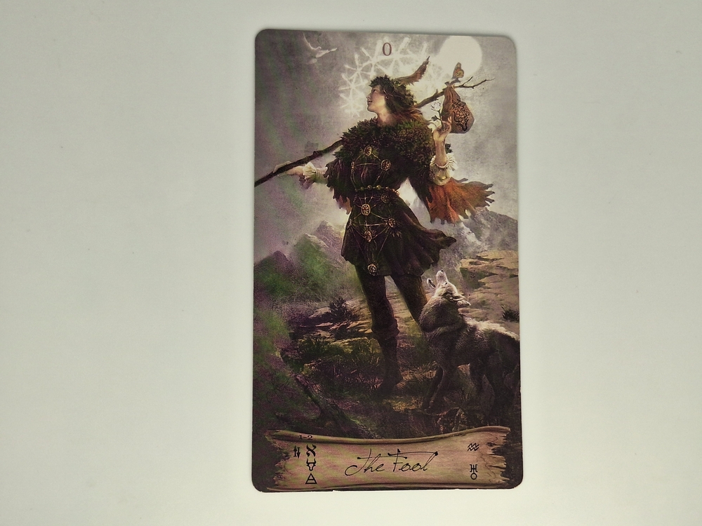 A fantastical and pagan like take on the Tarot Fool card, with a fierce female as the Fool.