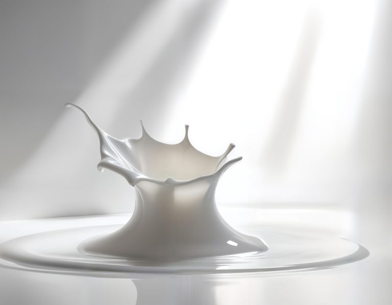 Milk splash on white surface. Visual metaphor of plot vs character: motion contrasted with internal change.